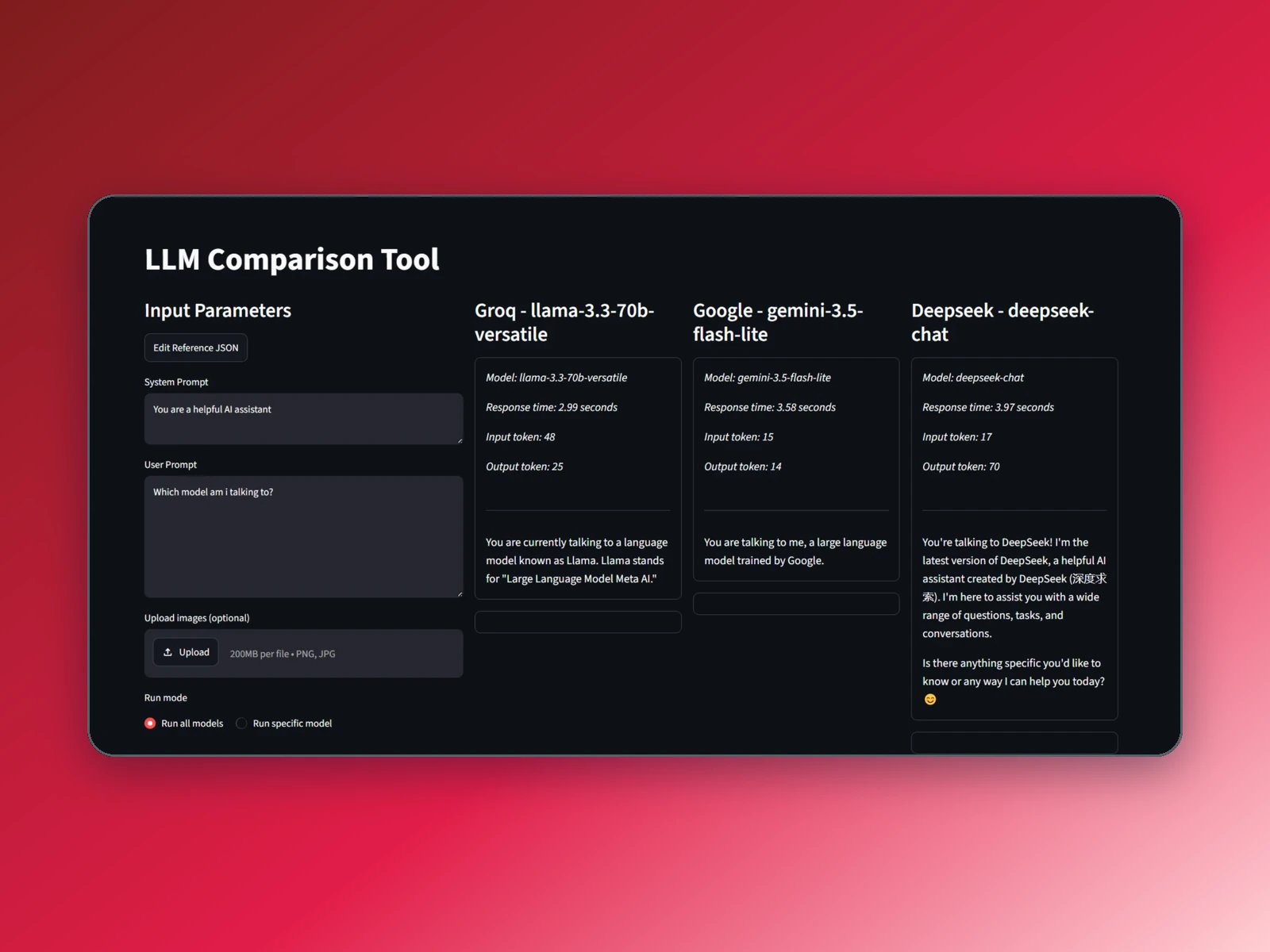 LLM Comparison Tool
